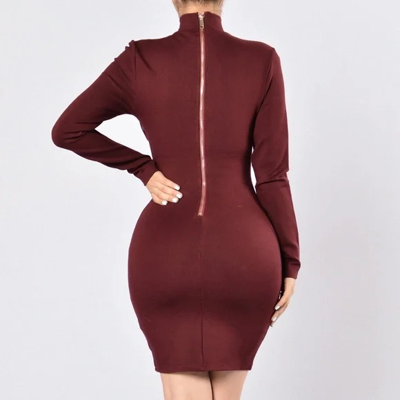 Fashion Nova Experienced Dress - Burgundy - Picture 4 of 5